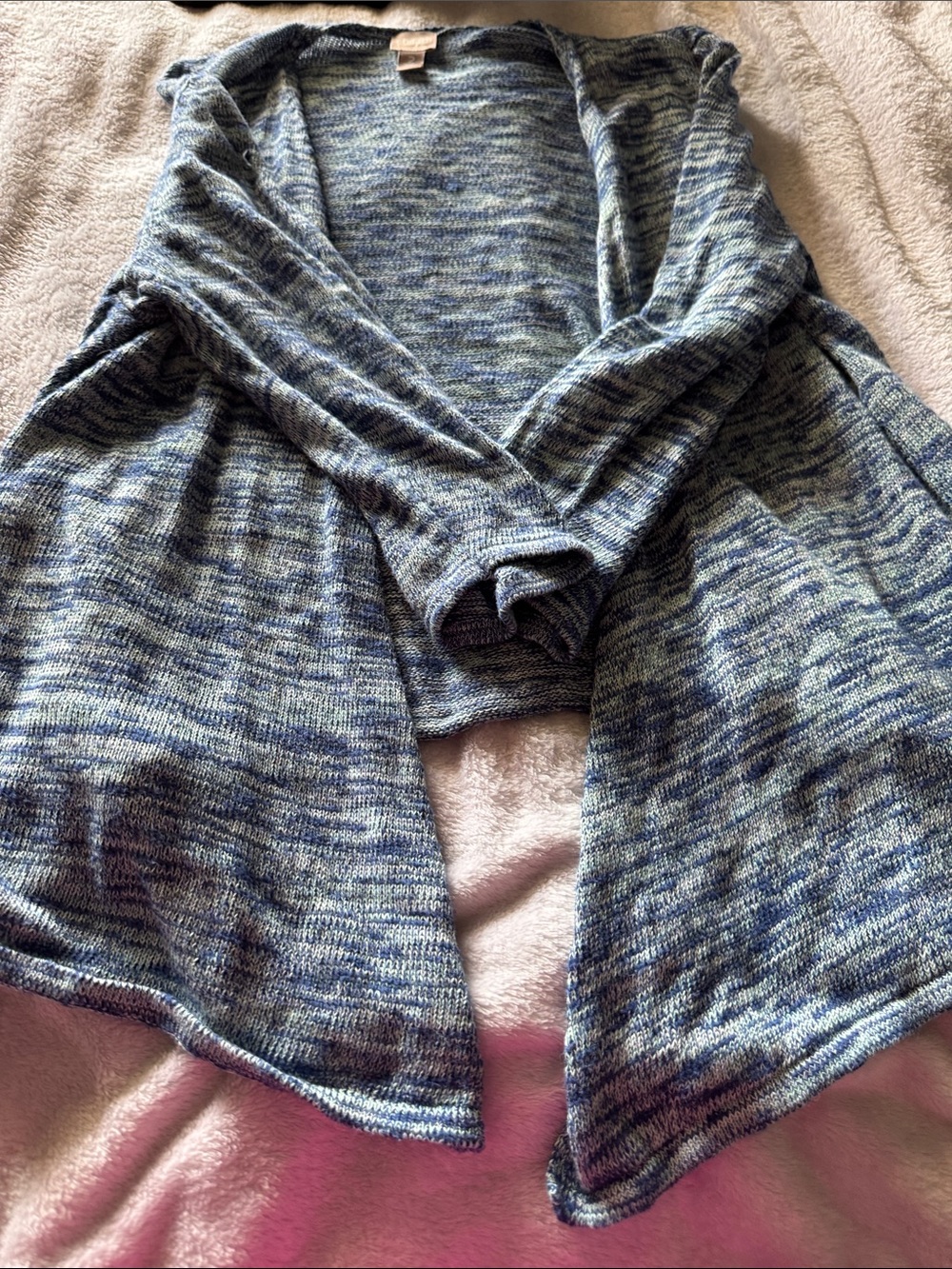 Chico's Blue Marled Open-Front Cardigan
